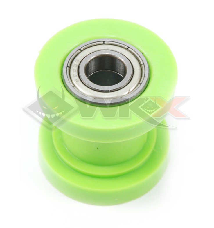 Roulette tendeur de chaine sur roulement axe 10 mm VERT