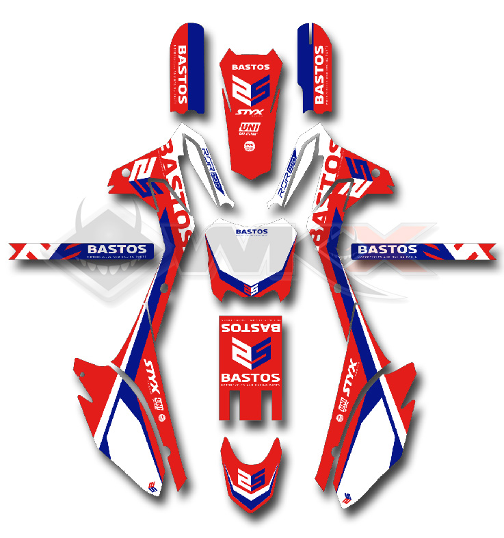 Stickers de décoration pour moto-cross 250cc RSR Bastos